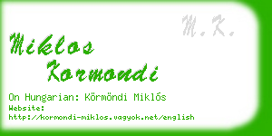 miklos kormondi business card
