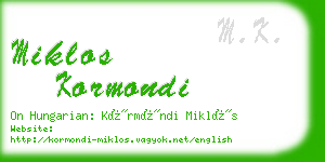 miklos kormondi business card